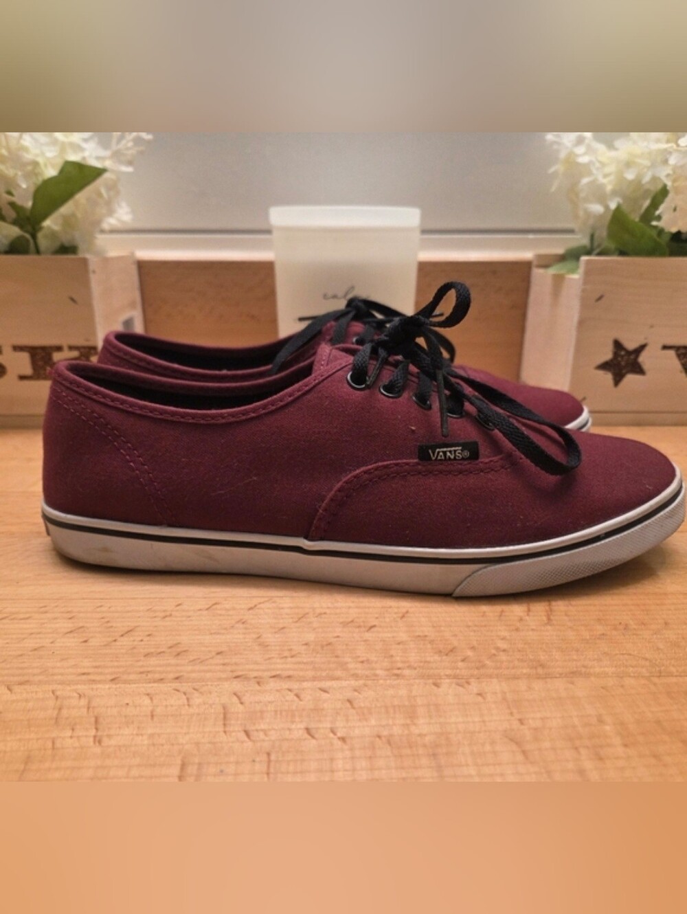 Vans Authentic Lo Pro Sneakers Lace-up Shoes Burgundy Women's Size 8